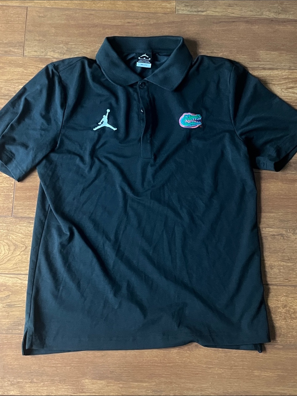Florida Gators Jordan Black Polo with White Jumpman and Colorful Gators Patch
